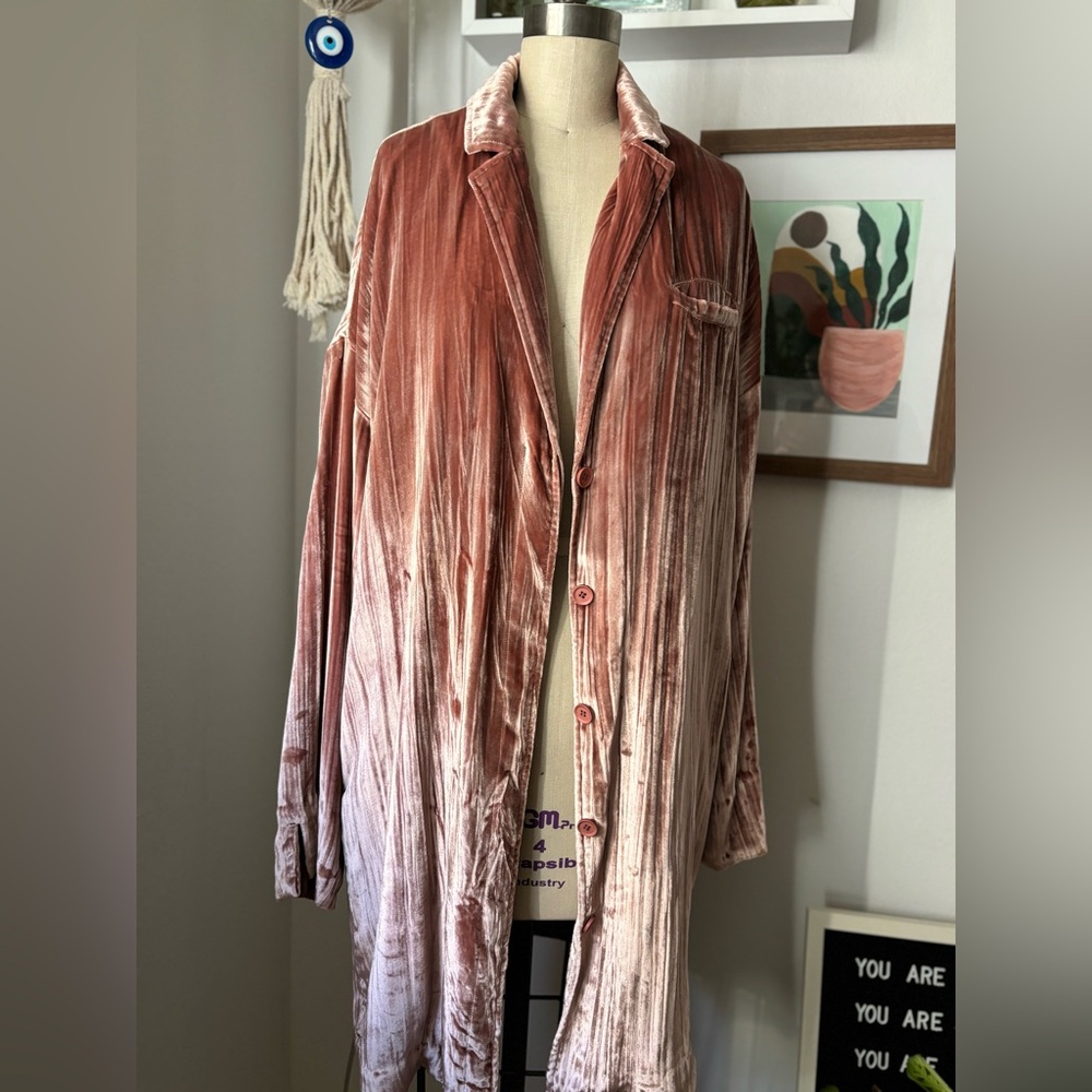 J Brand Regan Velvet Duster in Deep Blush